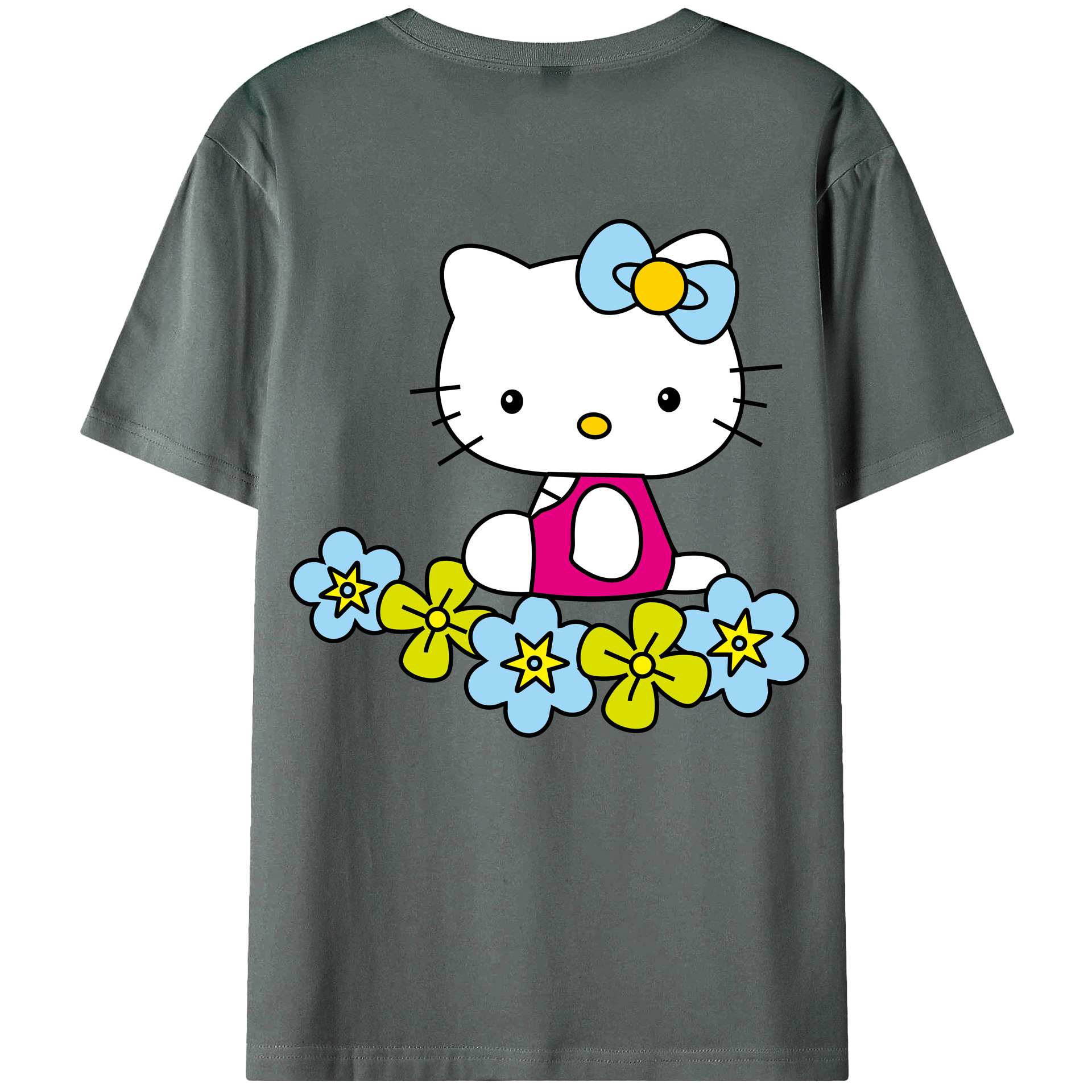 （画像用） Hello Kitty ハローキティ 綿100％ メンズ半袖Tシャツ（バックプリント） 通気性